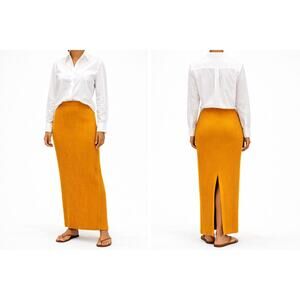 Free People Clara Maxi Skirt Ribbed Stretch Avocado Combo size XL